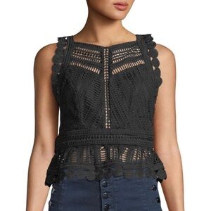 Bardot | Delilah Lace Peplum Top Black Size 6 US / 10 UK